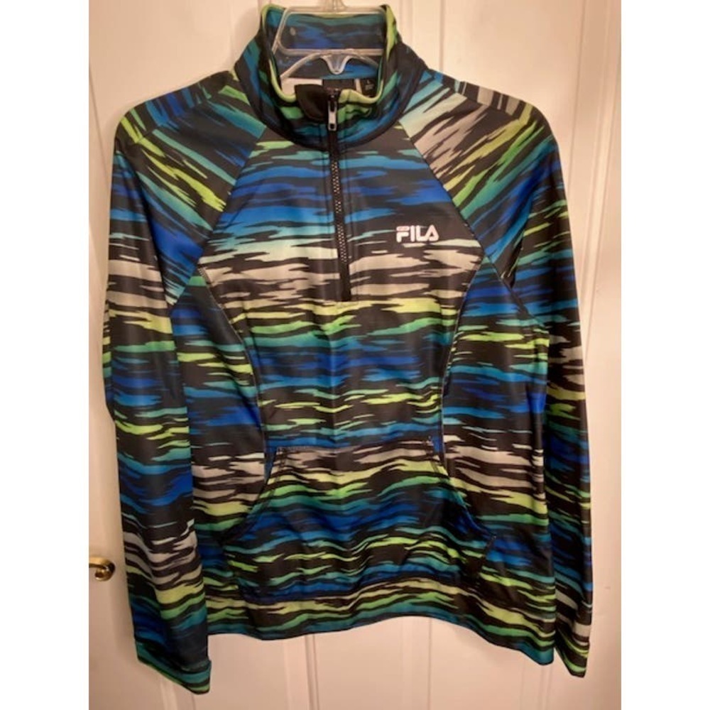 FILA Sport women’s pullover 1/4 zip top running jacket, size L, multi-color, NWT